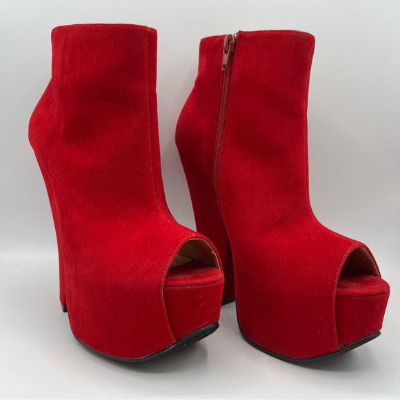 Luichiny Block Heel Painted Toes Block Heel Platform Booties Size 7 - Picture 1 of 11